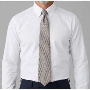 Jimmy V Tie XL Silver Gray Gold Abstract Geometric Silk Mens Necktie Designer